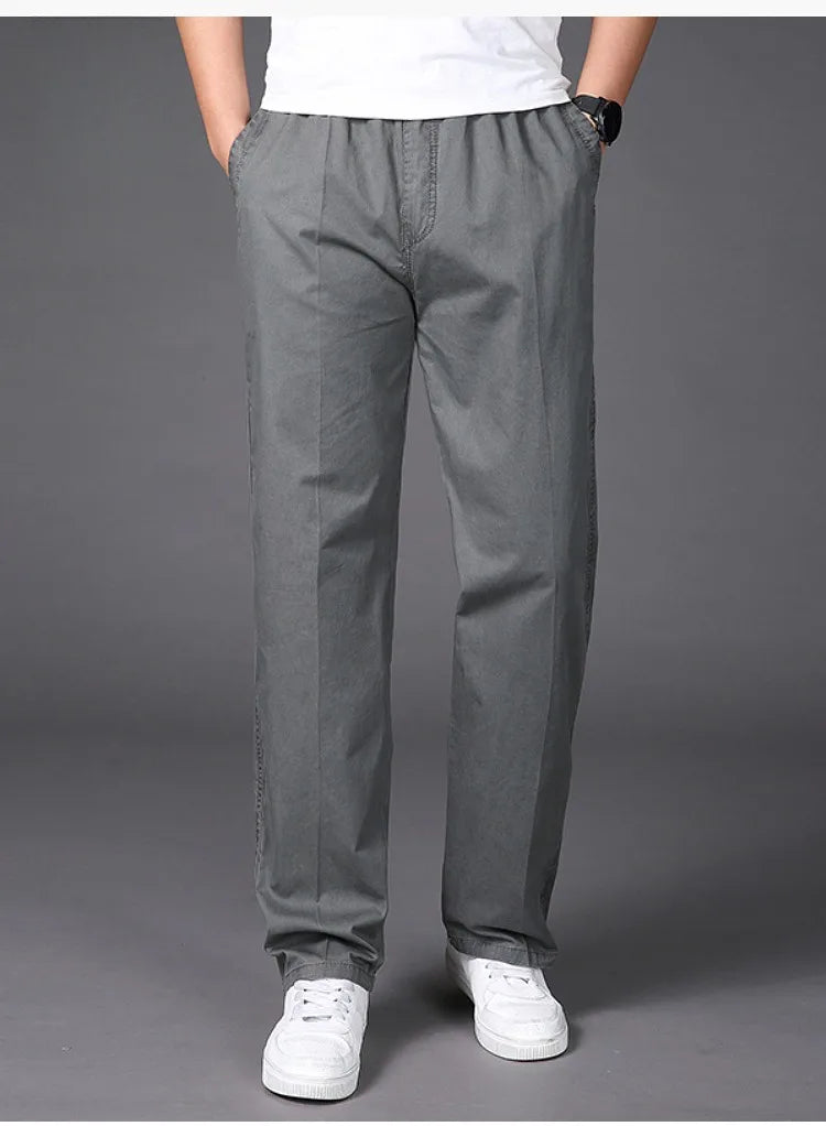 Summer thin cotton casual pants men loose straight leg 2024 new men's pants trend all matching men's long pants
