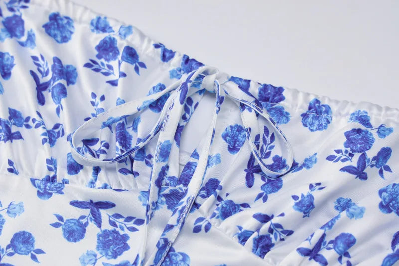 Ladies Summer Floral Print New Fashion Evening Party Dress Sleeveless Backless Sexy Long Dresses Woman Clothes Birthday Clubwear