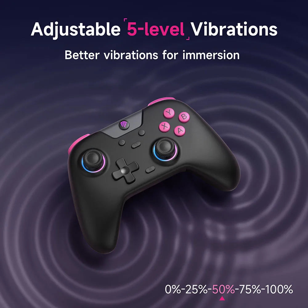 EasySMX X05 Wireless Gaming Controller Bluetooth Gamepad Compatible with PC/Switch/Phone/TV/Steam, RGB Hall Effect, Black