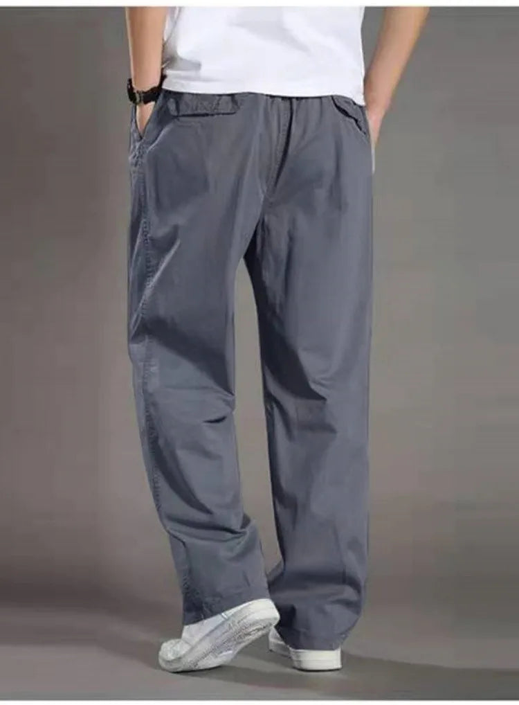 Summer thin cotton casual pants men loose straight leg 2024 new men's pants trend all matching men's long pants