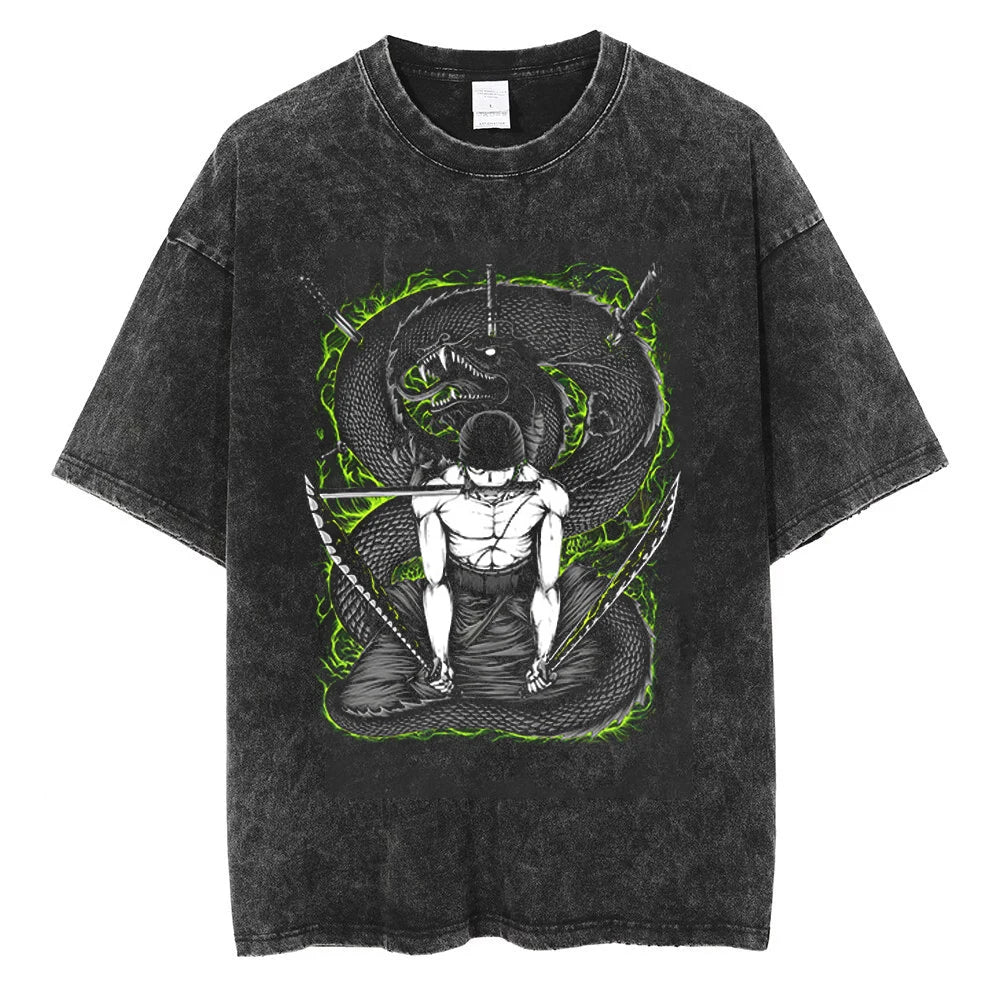 Men Streetwear Tshirt Hip Hop Oversized One Piece Graphic Print Retro T-Shirt Harajuku Summer Short Sleeve T Shirt Cotton Tops