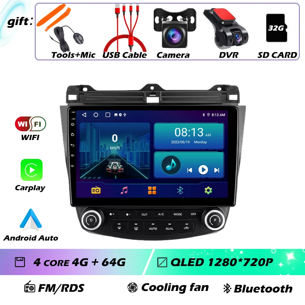 Android OS For Honda Accord 7 CM UC CL 2004 - 2007 Car Radio Navigation 4G WIFI BT No 2 Din DVD GPS CPU Multimedia Player
