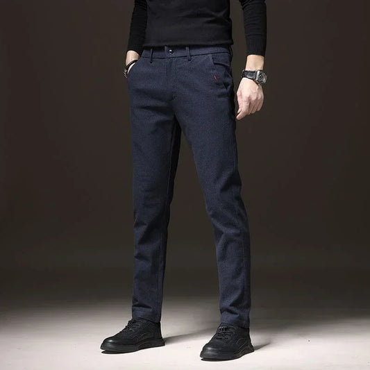 New Men Classics Business Pants Male Cotton Stretch Ankle Length Pants Slacks Skinny Straight Leg Trousers