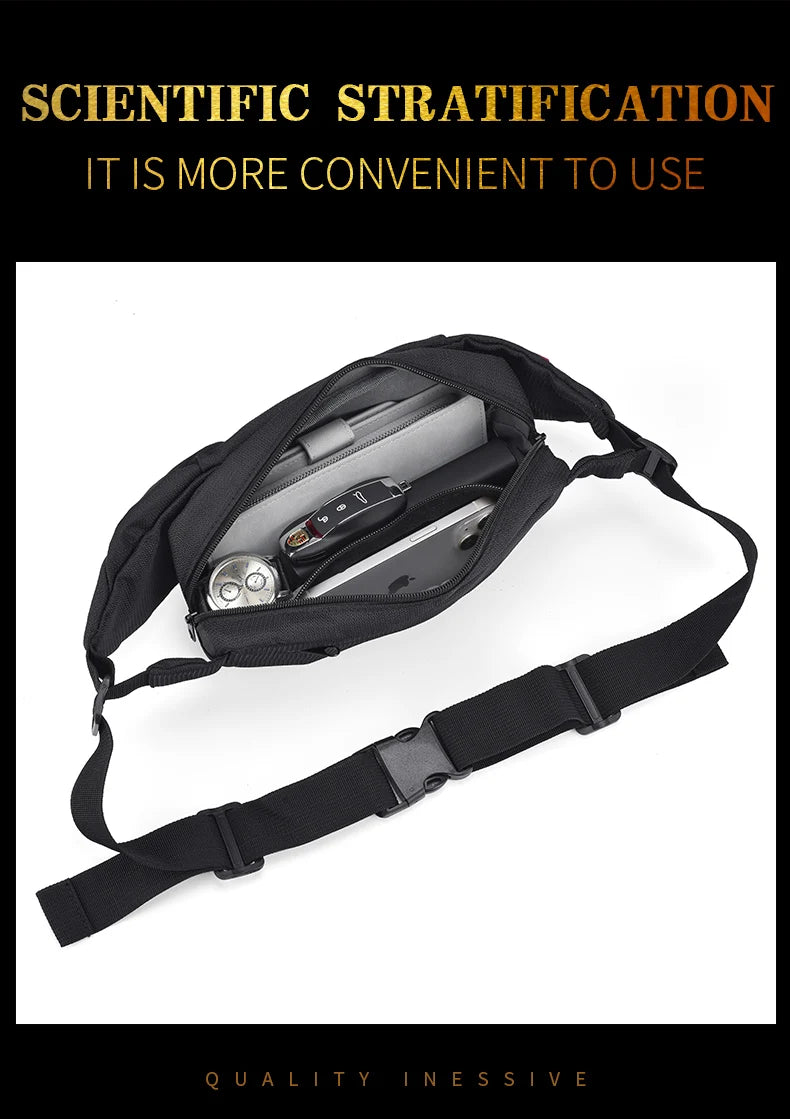 Men's Chest Bag Minimalist Outdoor Sports Waist Pack Oxford Cloth Large Capacity Mobile Phone Bag Fashion Oblique Shoulder Chest