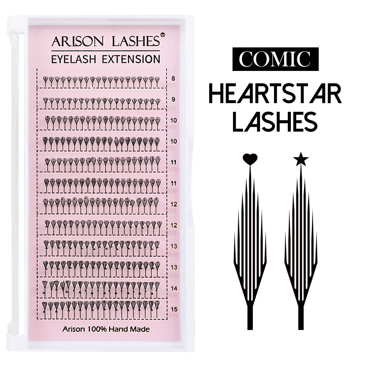 ARISON Comic Leaf Lashes Plume Spire Premade Fan Eyelash Extensions Automatic Flowering Individual Volume False Lashes