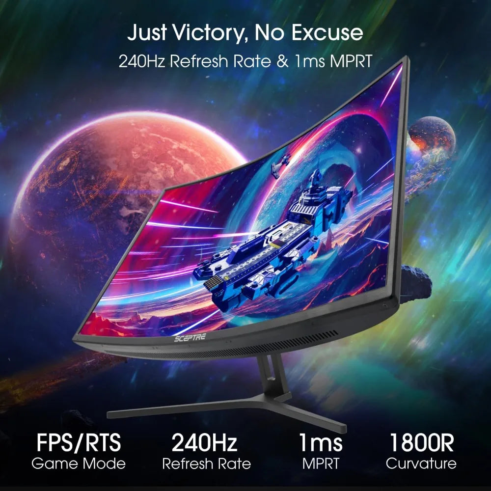 Curved Gaming Monitor Overdrive up to 240Hz DisplayPort 165Hz 144Hz HDMI AMD FreeSync Build-in Speakers