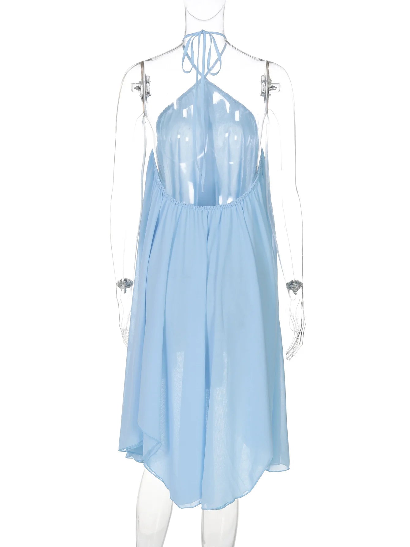 Ladies Summer Chiffon New Fashion Clubwear Dress Women Sleeveless Backless Halter Mini Dresses Birthday Party Streetwear Clothes
