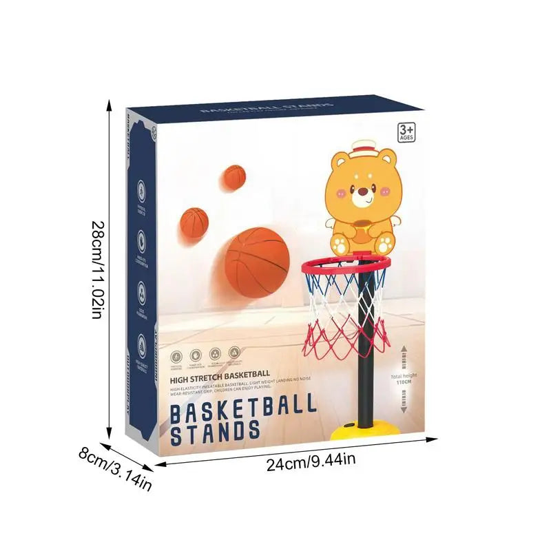 Basketball Hoop for Kids Adjustable Small Basketball Goal Cartoon Bear Shape Basketball Board Stand Indoor Game Sport Toy
