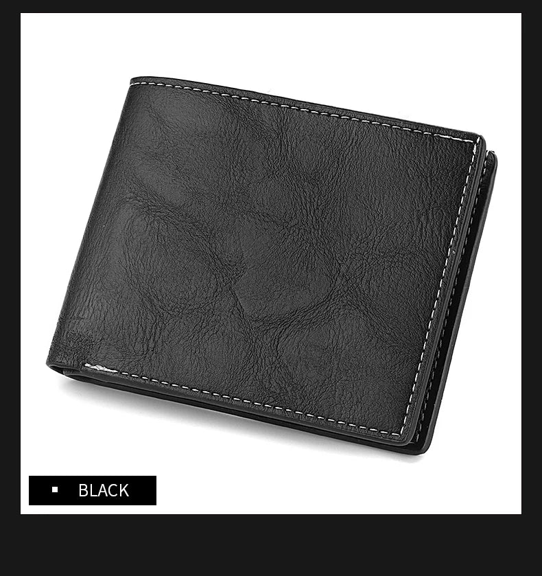 New Man PU Leather Wallet Business Card Holder Thin Business Credit Card Ldentity Holder Vintage Protection Bag Coin Wallet