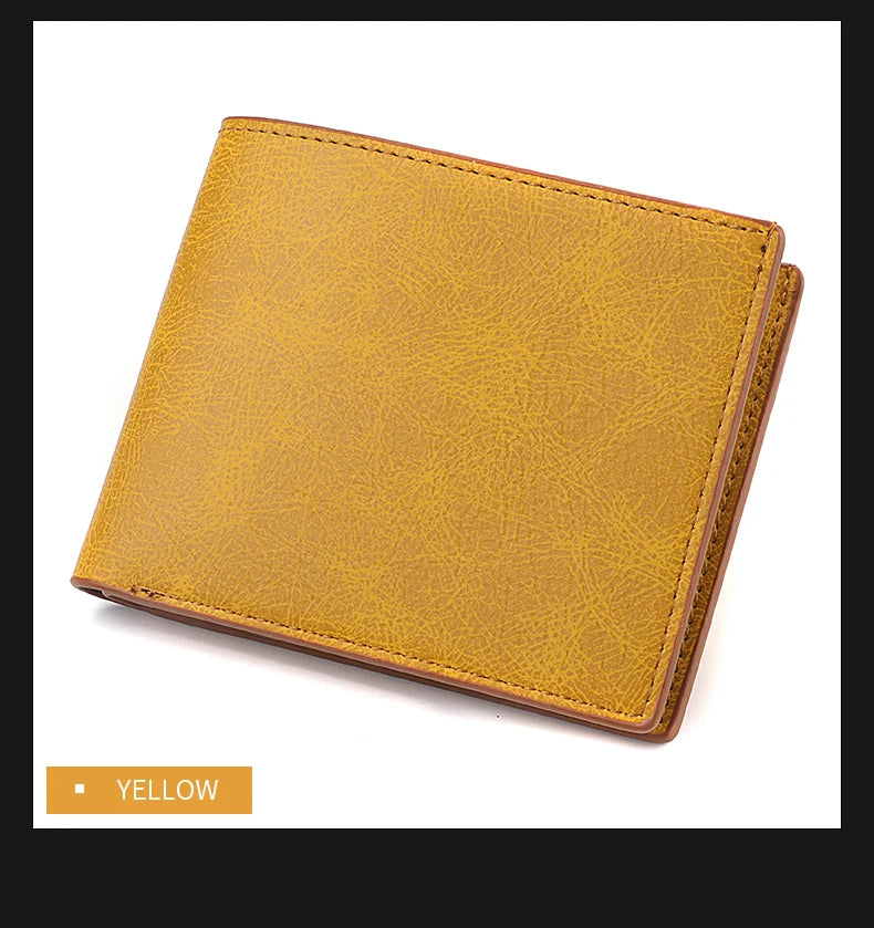 Men's Fashion Retro Business Short Wallet Multi Card Slot Horizontal Soft Pu Leather Men's Wallet