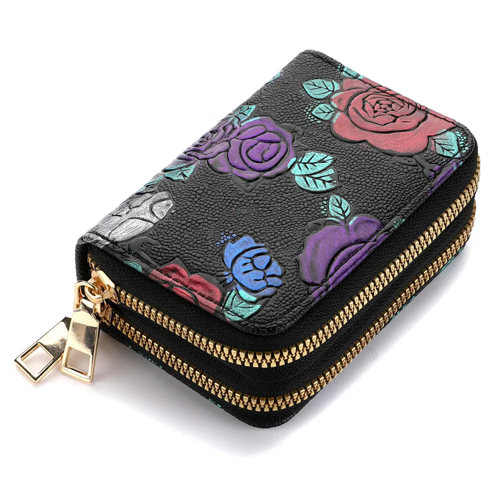Women's Credit Card Wallet Large Capacity Multi-Card Slot Coin Wallet Double Zipper Credit Card Holder For Women