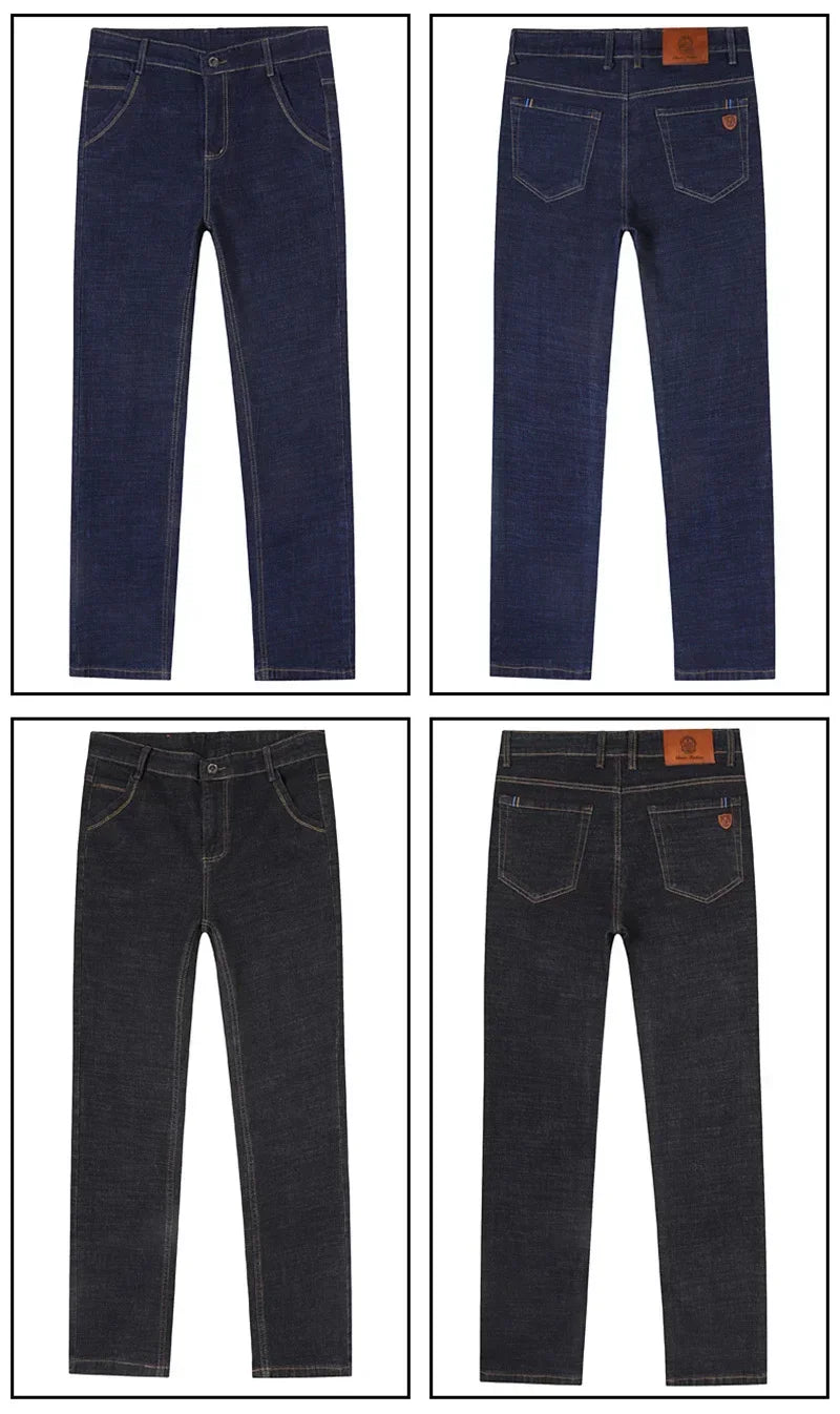 Fashion Men Jeans Stretch Straight Leg Casual Slim Fit Denim Pants Male Brand Luxury Design Business Classic Trousers Large Size