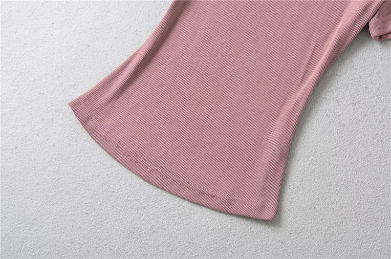 LUNDUNSHIJIA 2024 Summer Sexy Women Basic O-neck Short Sleeve T-shirt Ladies Slim Elasticity Cotton Tee Tops 12 Colors