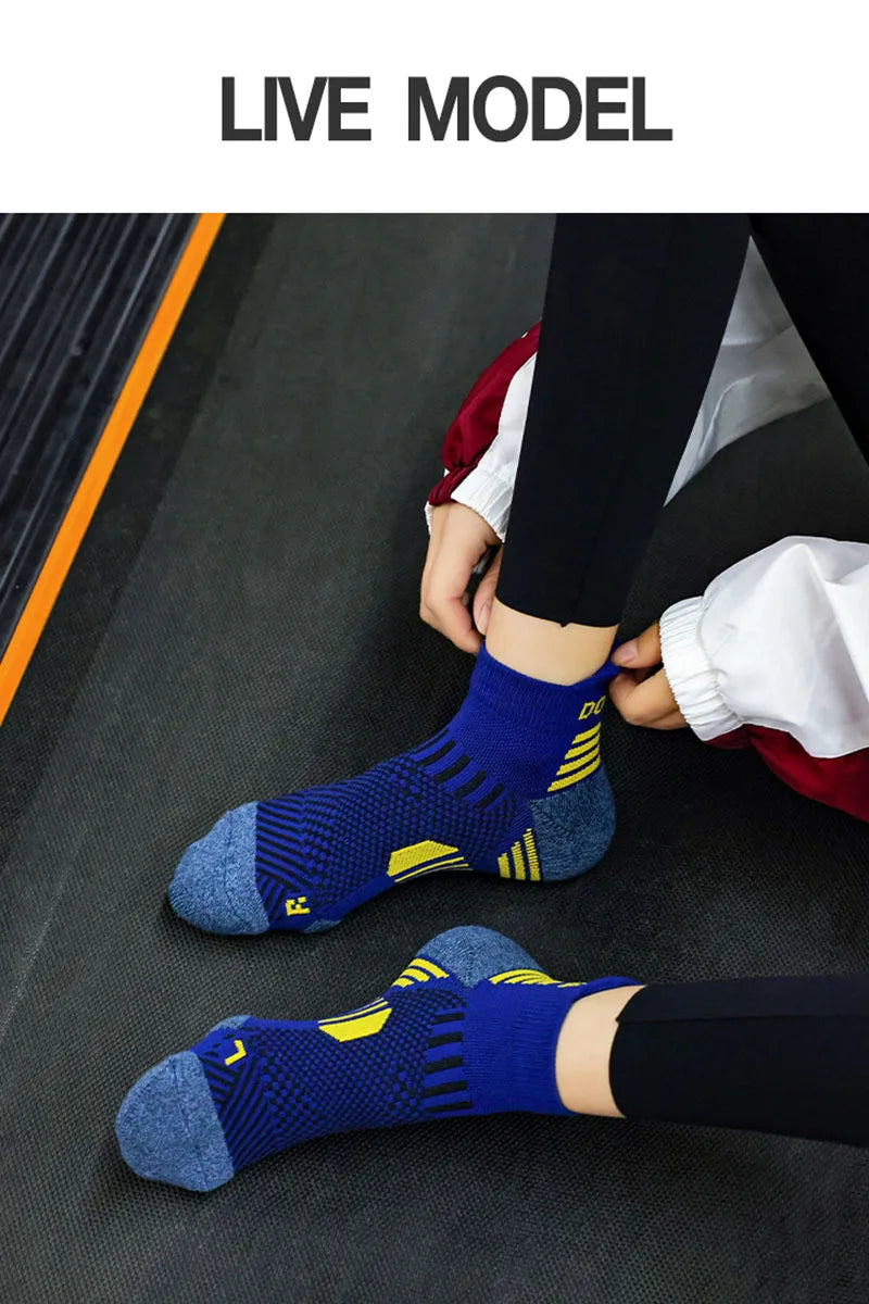 2023 Professional Marathon Running Sock Men Women Sports Fitness Thickened Cushioned Short Tube Low Cut Boat Ankle Socks