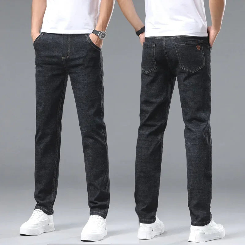 Fashion Men Jeans Stretch Straight Leg Casual Slim Fit Denim Pants Male Brand Luxury Design Business Classic Trousers Large Size