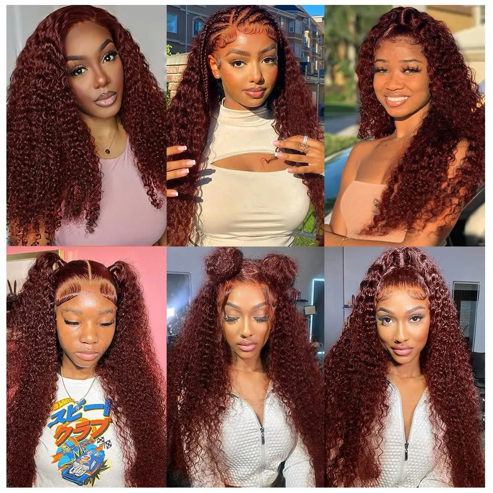 Reddish Brown Deep Wave Lace Front Human Hair Wig 32 40 Inch Colored Hd Lace Frontal Wig For Women 13x6 Water Curly Wigs 5x5 4x4