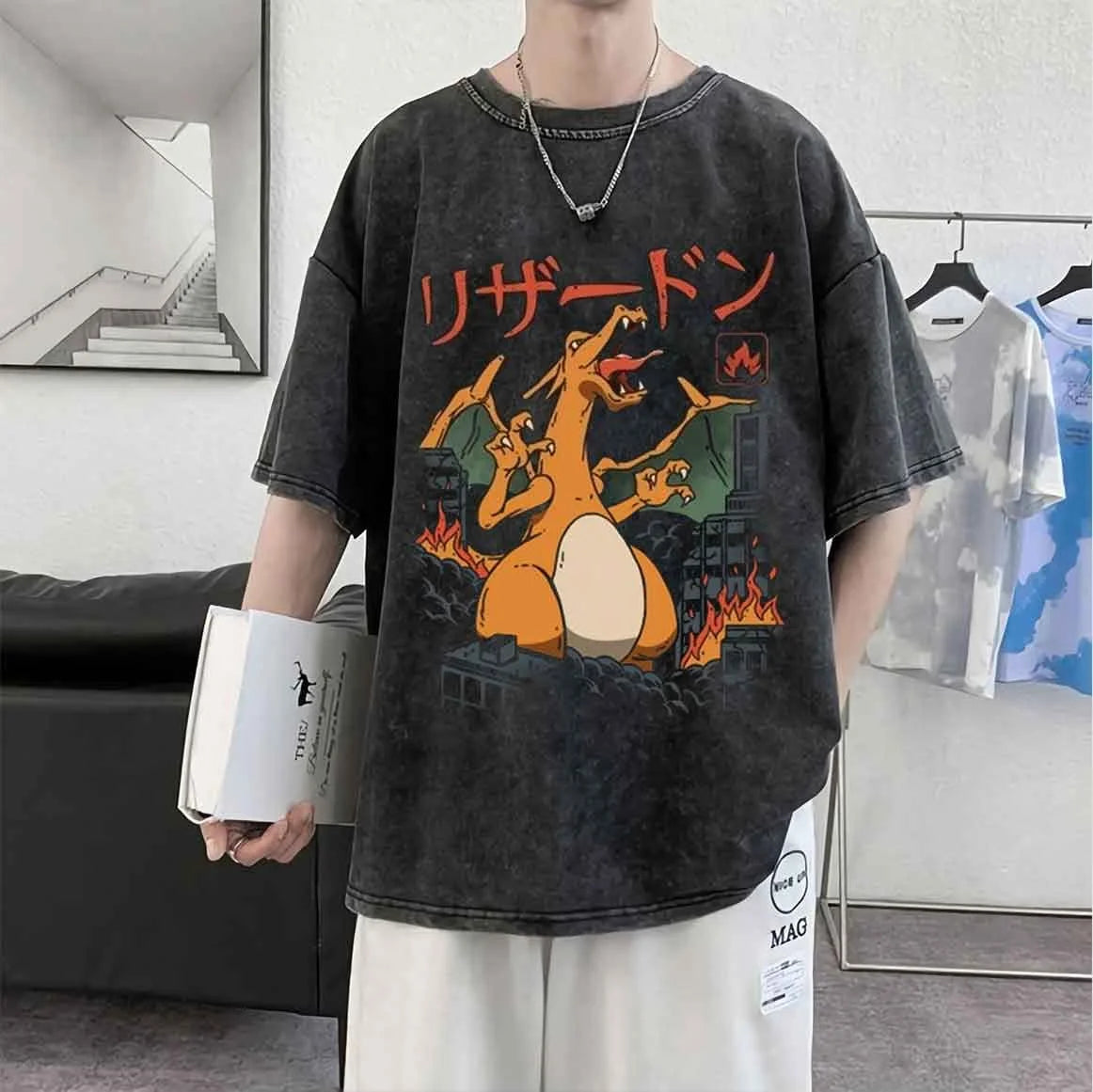 Pokemon Gengar Graphic T-shirts Man Summer Y2k Clothes Women Washed Cotton Casual Short-sleeved Tee Oversized Streetwear Tops