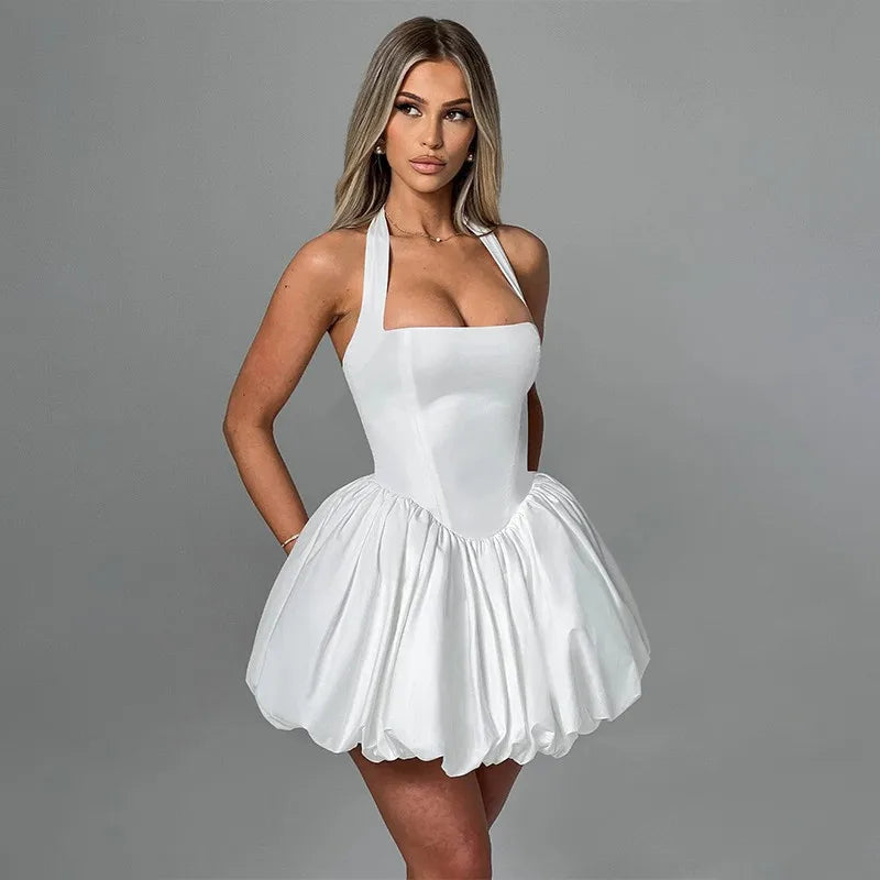 Ladies Summer Elegant Evening Party Dress Women Sleeveless Backless Halter Sexy Mini Dresses Night Club Streetwear Female Outfit