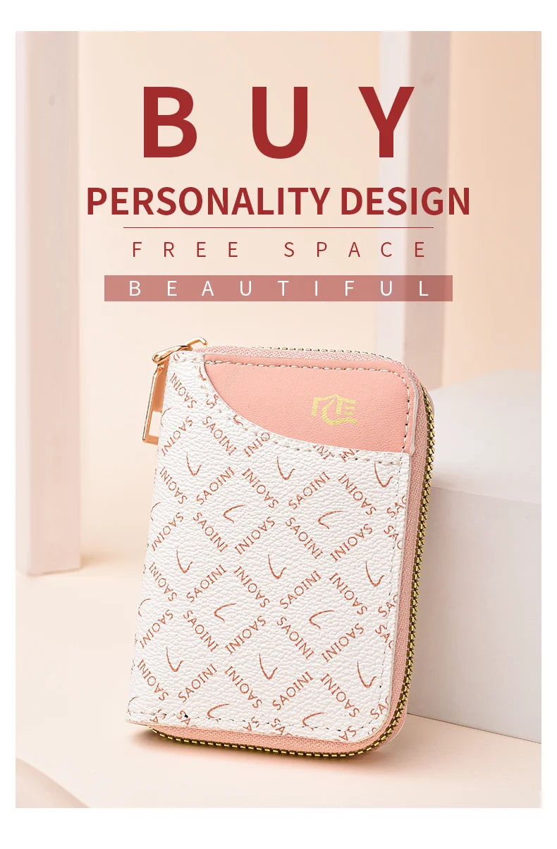 New Women's Small Wallet Premium Sense Personality Lady Credit Card Holder Fashion Multi-Slot Zipper Credit Card Wallet  Women's