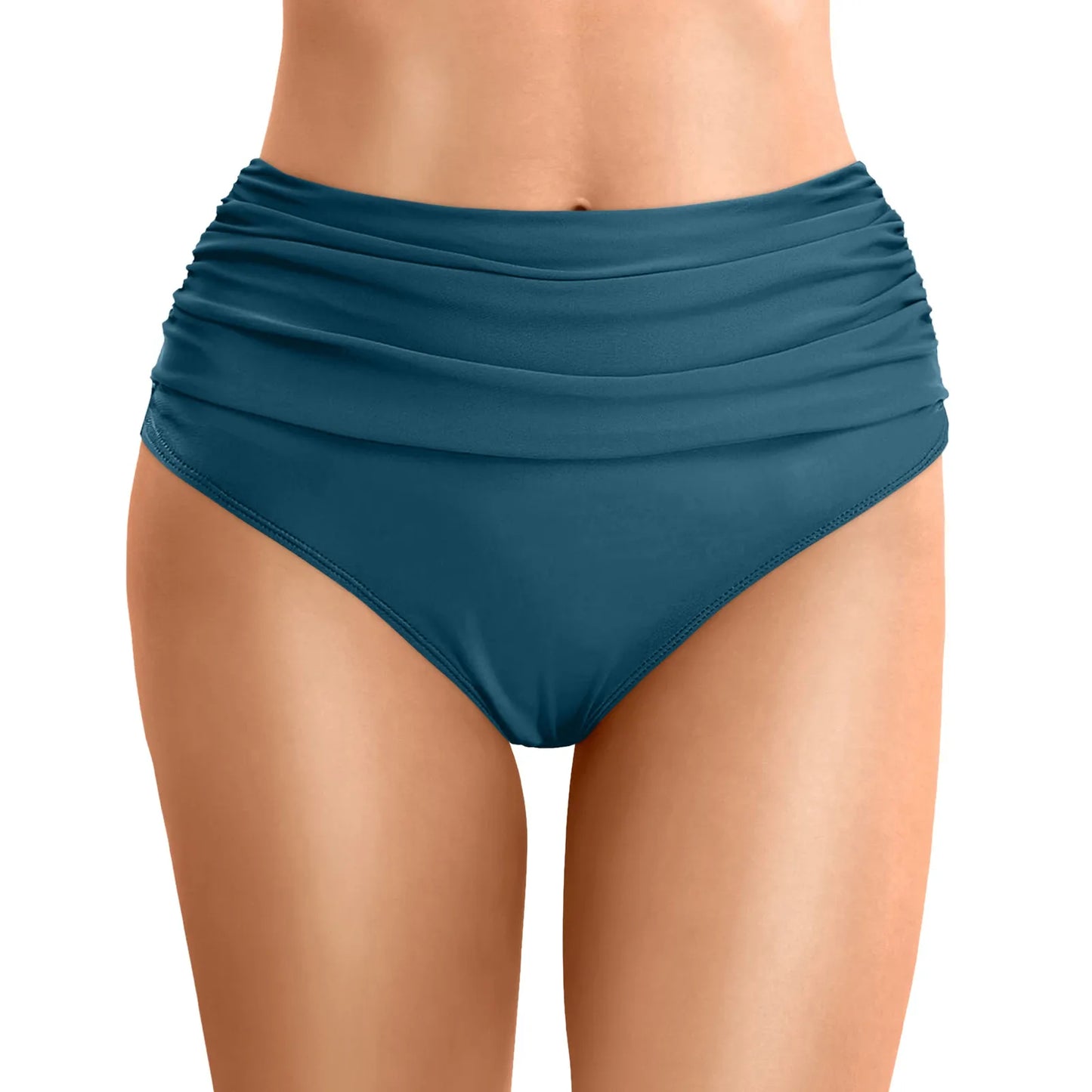 Women Plus Size High Waist Bikini Bottoms Swim Briefs Beach Shorts Ruched Bottom High Cut Swim Bottom Full Coverage Underwear