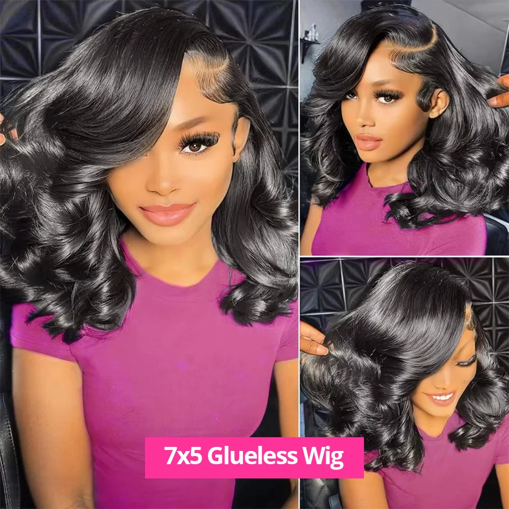 7x5 Glueless Human Hair Wigs Boby Wave Short Bob Wigs HD 13x4 Lace Frontal Human Hair Wig Ready To Wear No Shedding For Women