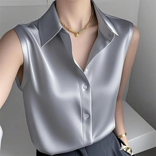 2025 New Korean Fashion Women Shirts Summer Temperamen Sleeveless Loose Casual Shirts Ladies All-match Blouse Female Top
