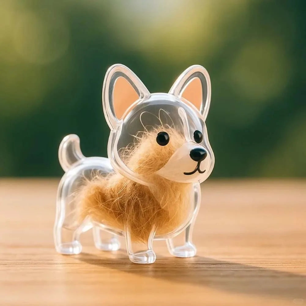 Cartoon Dog Shape Dog Hair Storage Box Transparent Hair Grooming Pet Hair Keychain DIY Handmade Keyring Puppy Pendants Backpack