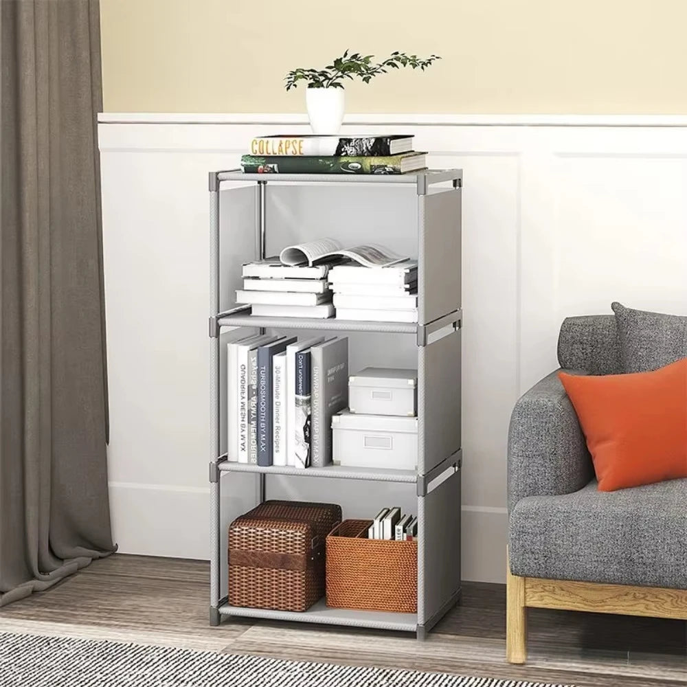 Simple Bookshelf Multi Layer Easy Assembly Diy Wardrobe Bookshelf  Plastic Square Storage Rack Living Room Study Room Bedroom