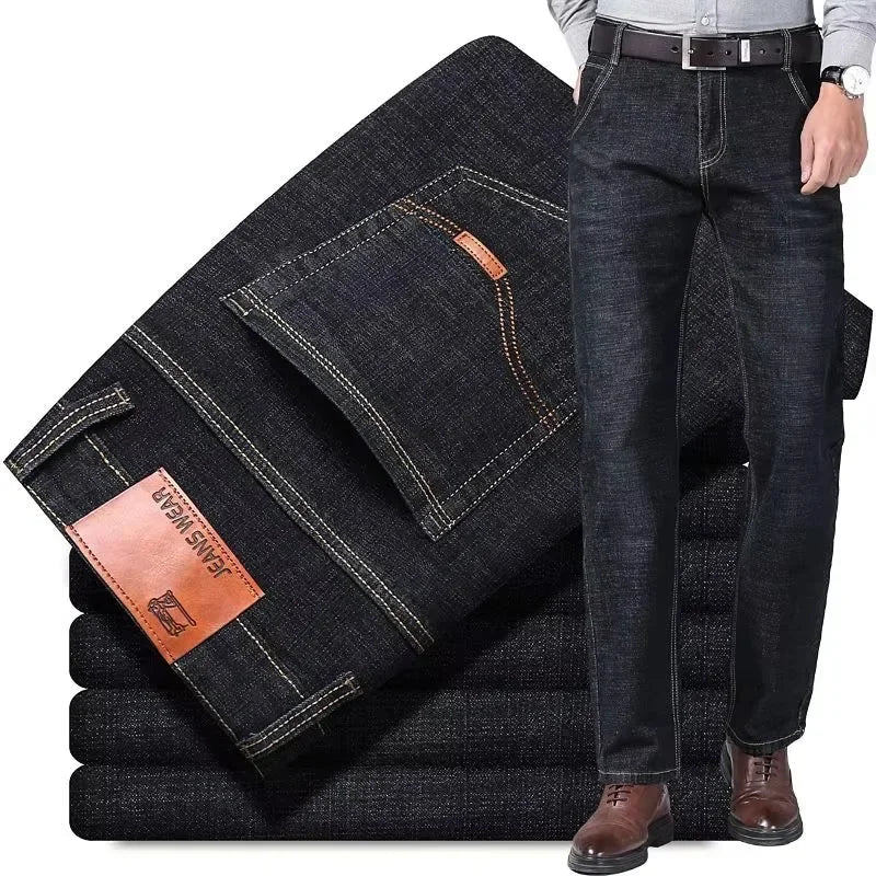 Fashion Men Jeans Stretch Straight Leg Casual Slim Fit Denim Pants Male Brand Luxury Design Business Classic Trousers Large Size