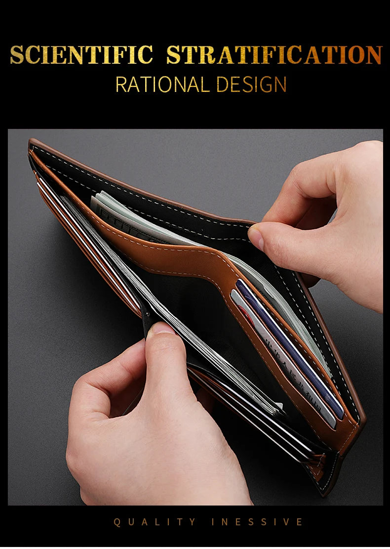 Men's Short PU Leather Wallet, Multi-slot Credit Card Holder Men's Wallet, Casual Wallet for Men