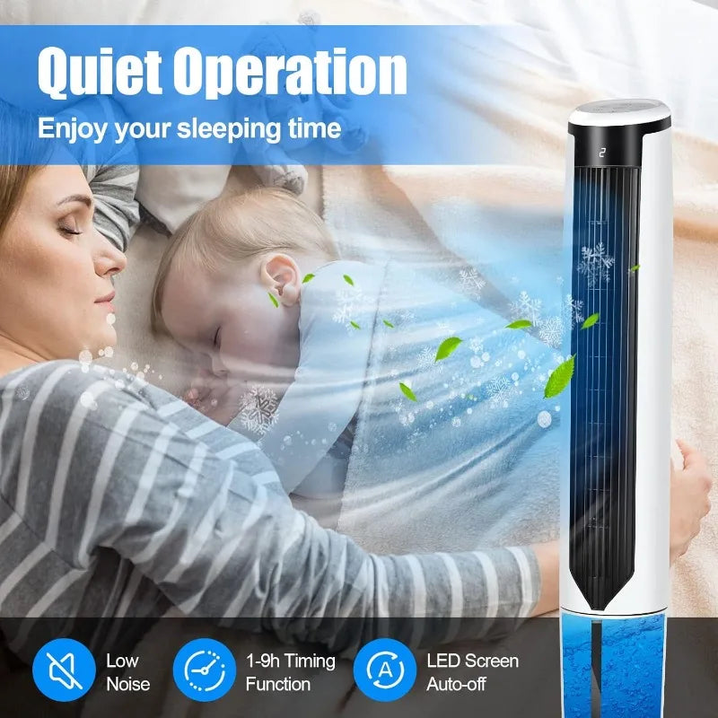 GOFLAME 41" Evaporative Air Cooler Portable, 3-IN-1 Oscillating Tower Fan with Remote Control, 3 Wind Speeds and 3 Modes