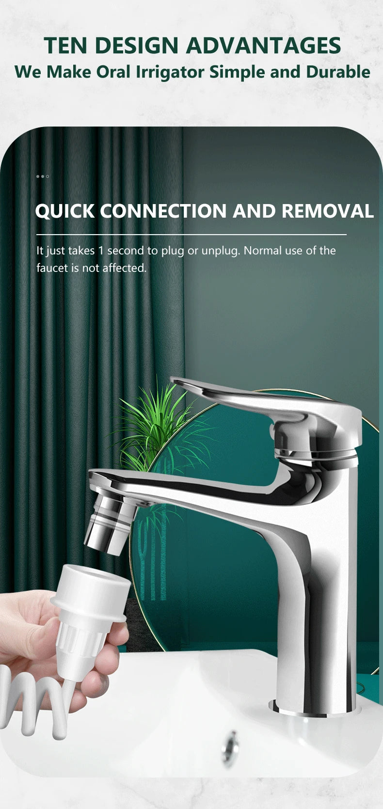 New Faucet Oral Irrigator Dental Water Flosser Non-electric Cordless Teeth Cleaner Water Jet for Teeth Water Pressure Adjustable