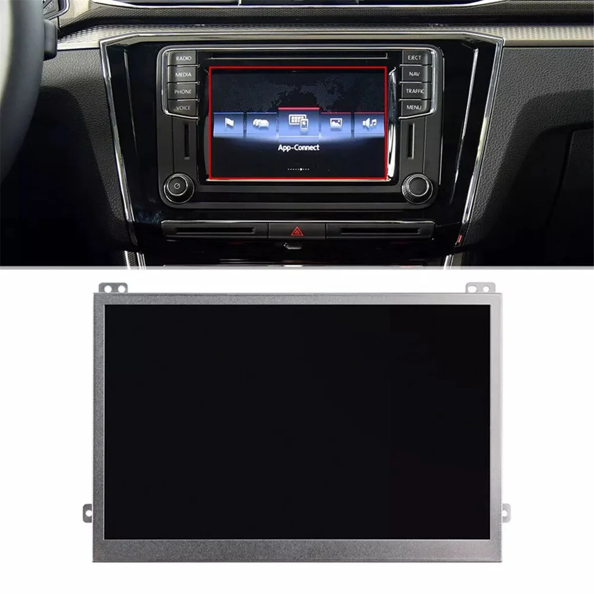#876I LHD For VW MIB200 MIB200m MIBh Central Control LCD Display Screen (Silver & Black)
