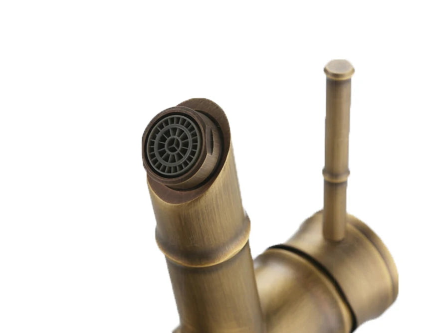 European Antique Bathroom Faucet Brass Basin Faucets Tap Tall Bamboo Hot Cold Water Kitchen Outdoor Garden Taps grifo lavabo
