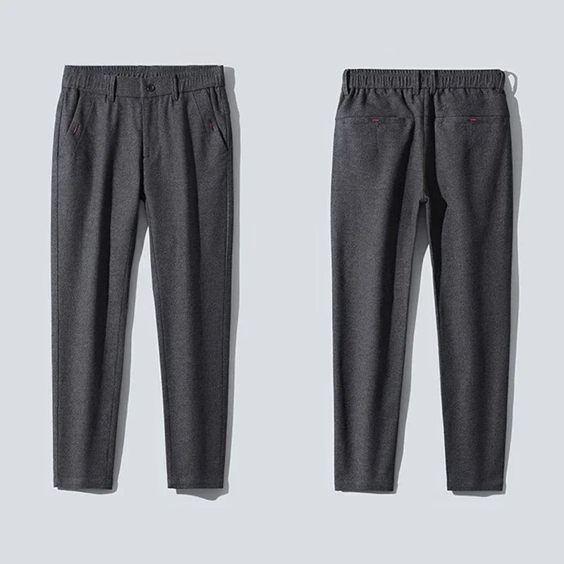 New Men Classics Business Pants Male Cotton Stretch Ankle Length Pants Slacks Skinny Straight Leg Trousers