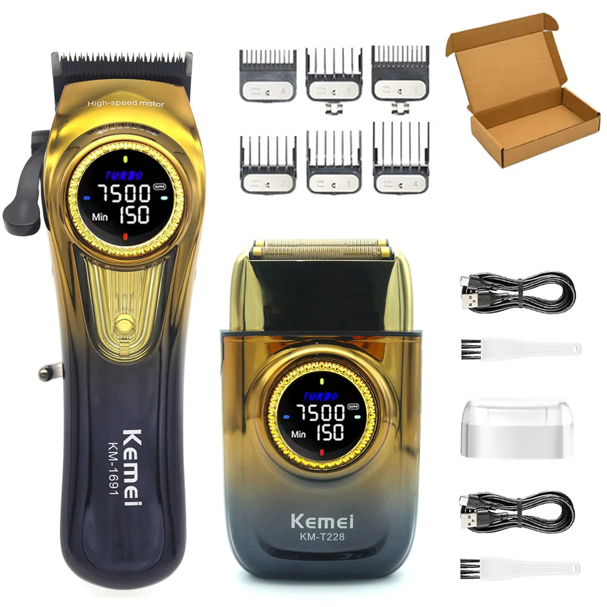9000RPM 10W Kemei KM-1691 Professional Hair Clipper for Men LED Display Rotation Adjustment Hair Cutting Machine Hair Trimmer