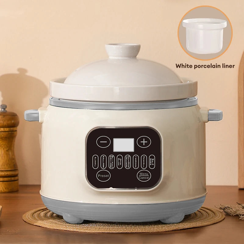 3.8L Multifunctional Electric stew pot Slow Cooker Ceramic Inner Pot Multi-Cooker for Soup Porridge Casserole Household Kitchen