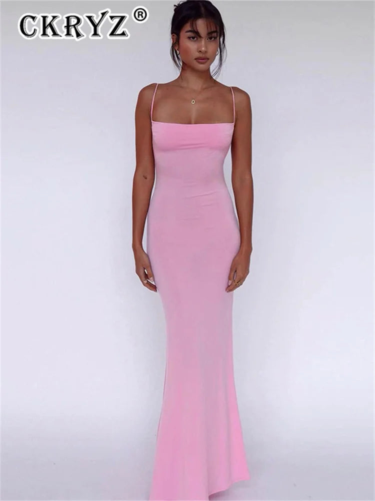 Ladies  Summer Elegant Evening Party Dress Women Sleeveless Backless Maxi Dresses Birthday Night Clubwear Fashion Female Outfits