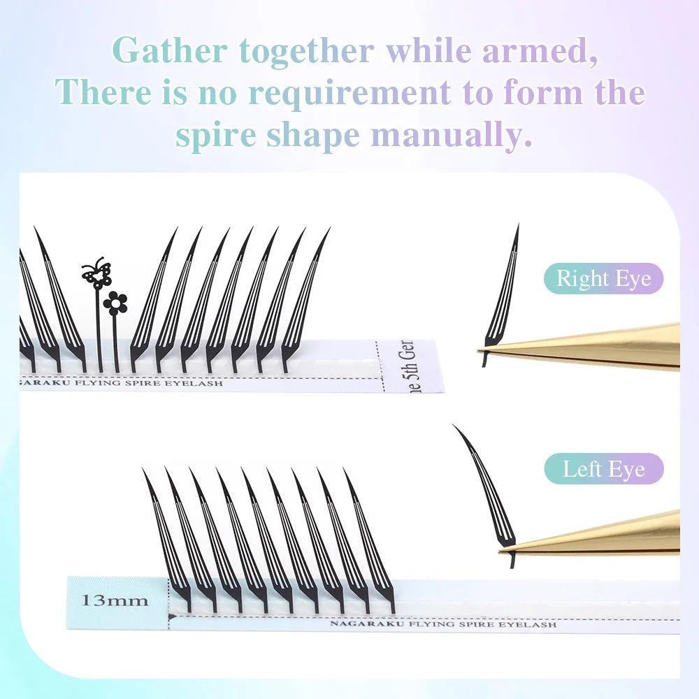 NAGARAKU Premade Spire Fairy Wings Eyelash Anime Effect Soft Plume Fluttering Eyelash Extensions Comic