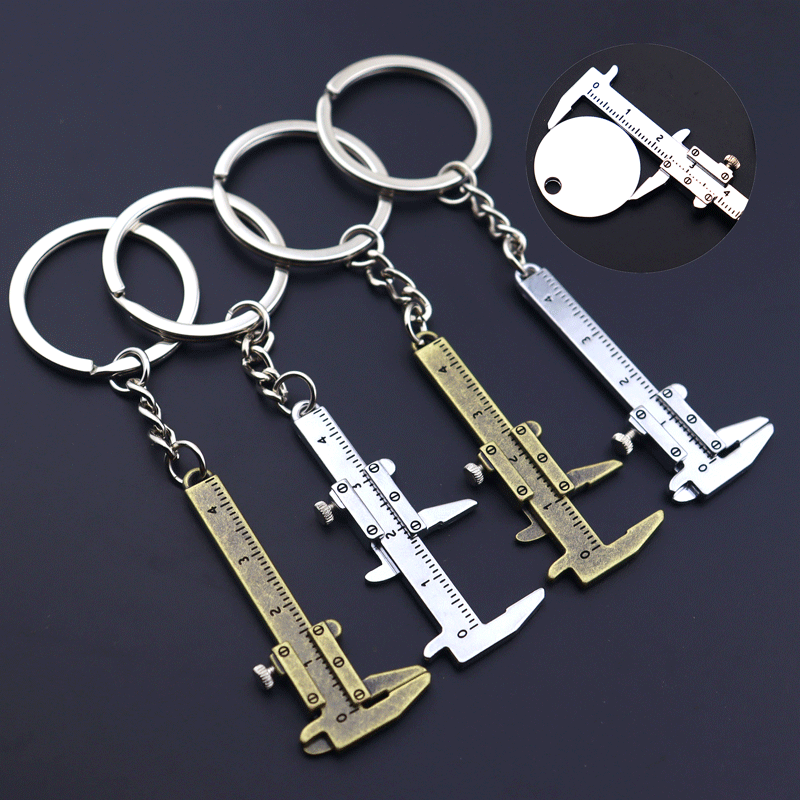 New Fashion Car Key Mini Vernier Caliper Portable 0-40mm keychain Measuring Gauging Tools Car Turbo key Chain Ring Ruler Caliper
