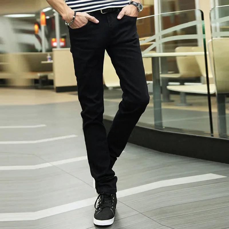 Spring Summer 2019 New Men's Jeans Casual Black Pants Student Korean Trendy Black Slims Smooths Your Silhouette