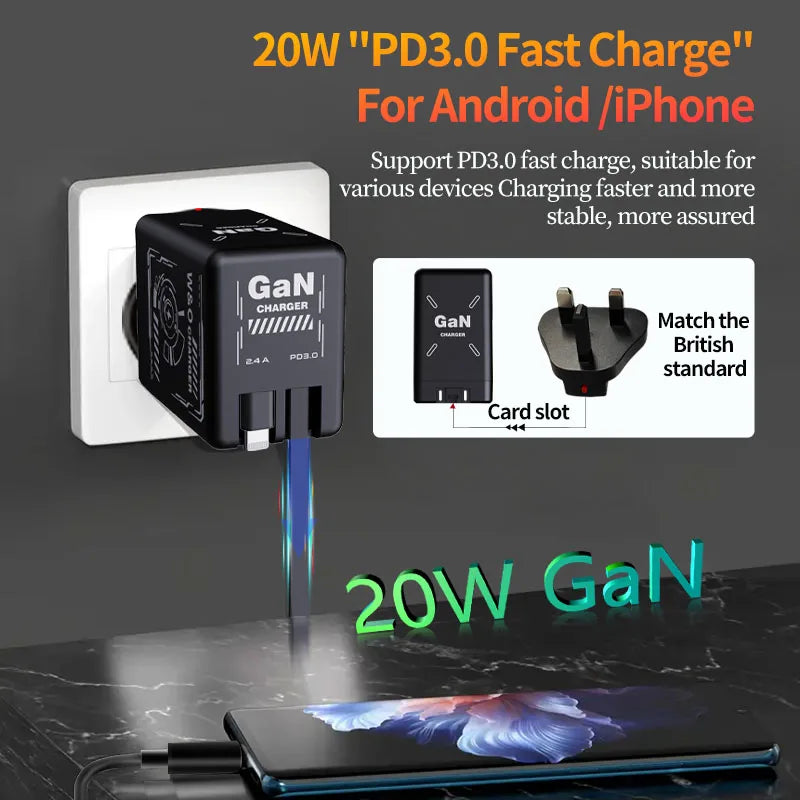 20W GaN Fast Charging USB C Charger Super Charge Adapter Multi-protocol Compatibility Charger For Huawei iPhone Samsung New