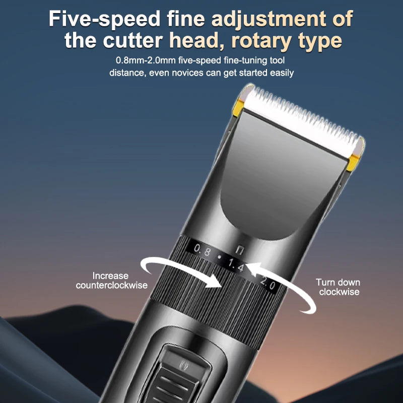 Electric Hair Clipper Men's Professional Hair Clipper Ceramic Blade Household Low Noise Trimmer USB Charging Men's Haircut Tools