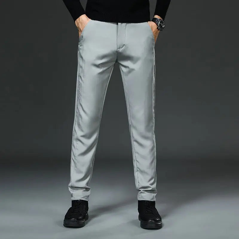 Men Slight Strech Breathable Casual Pants Male Korean Style Quick Drying Slacks Pants Chic Comfortable Formal Trousers