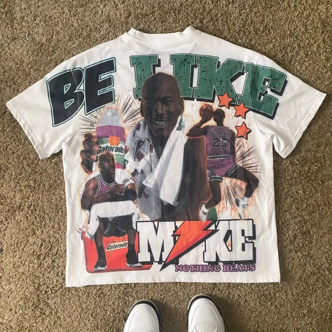 Men's Y2K T-Shirt Basketball Graphic Street Hip Hop Goth Summer Y2K Print Harajuku Short Sleeve Cotton Top Oversized T-Shirt Set