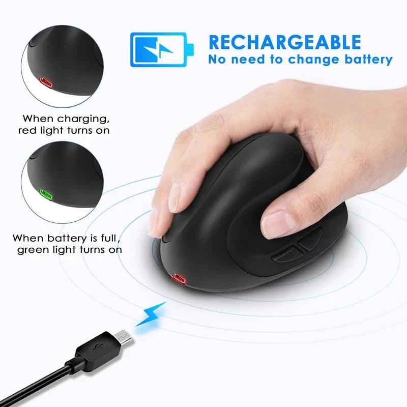 Xiaomi Vertical Grip Silent Wireless USB 2.4G Rechargeable Hand Designer Drawing Office Creative Ergonomic Mouse For Computers