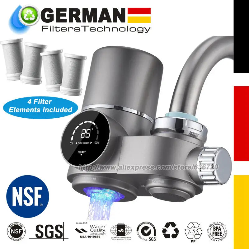 Faucet Mount Water Filter,with UV Light and LED Display Tap Water Purifier, Reduces Lead Chlorine Heavy Metals