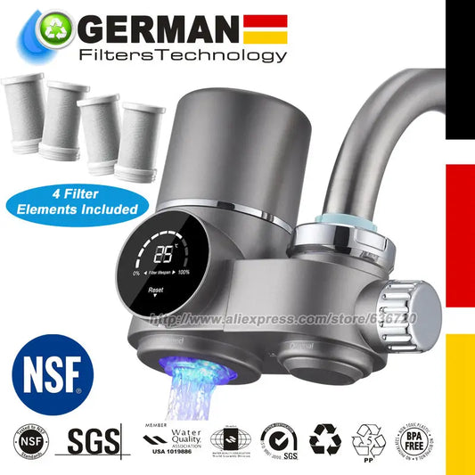 Faucet Mount Water Filter,with UV Light and LED Display Tap Water Purifier, Reduces Lead Chlorine Heavy Metals