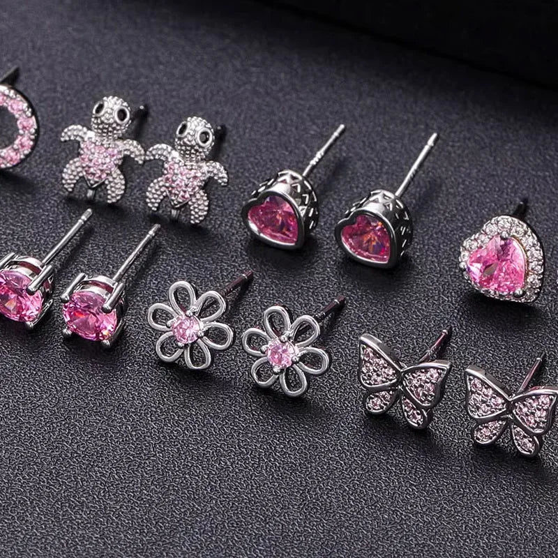 1 or 4 Pair Hypoallergenic Surgical Stainless Steel Earrings for Girls Kids Women Screw Back Earrings Flower Butterfly Toddler