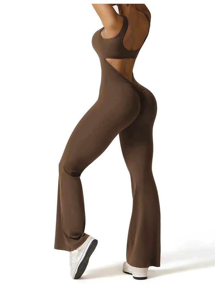 2025 Summer New Women's Slim Hip Lift Backless Bodysuit Sexy Hottie Pullover Bodysuit Sports Yoga Wear